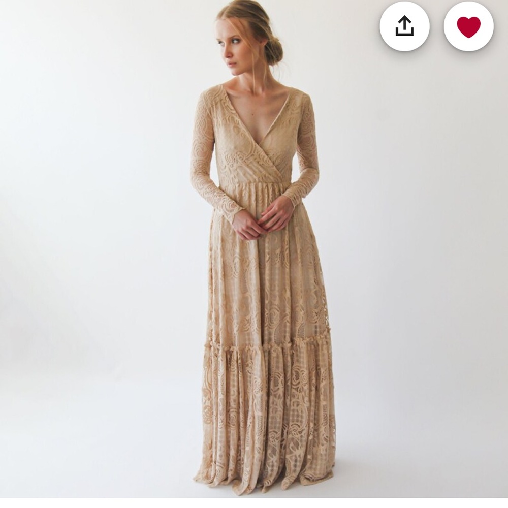 Boho lace champagne/off white wedding dress